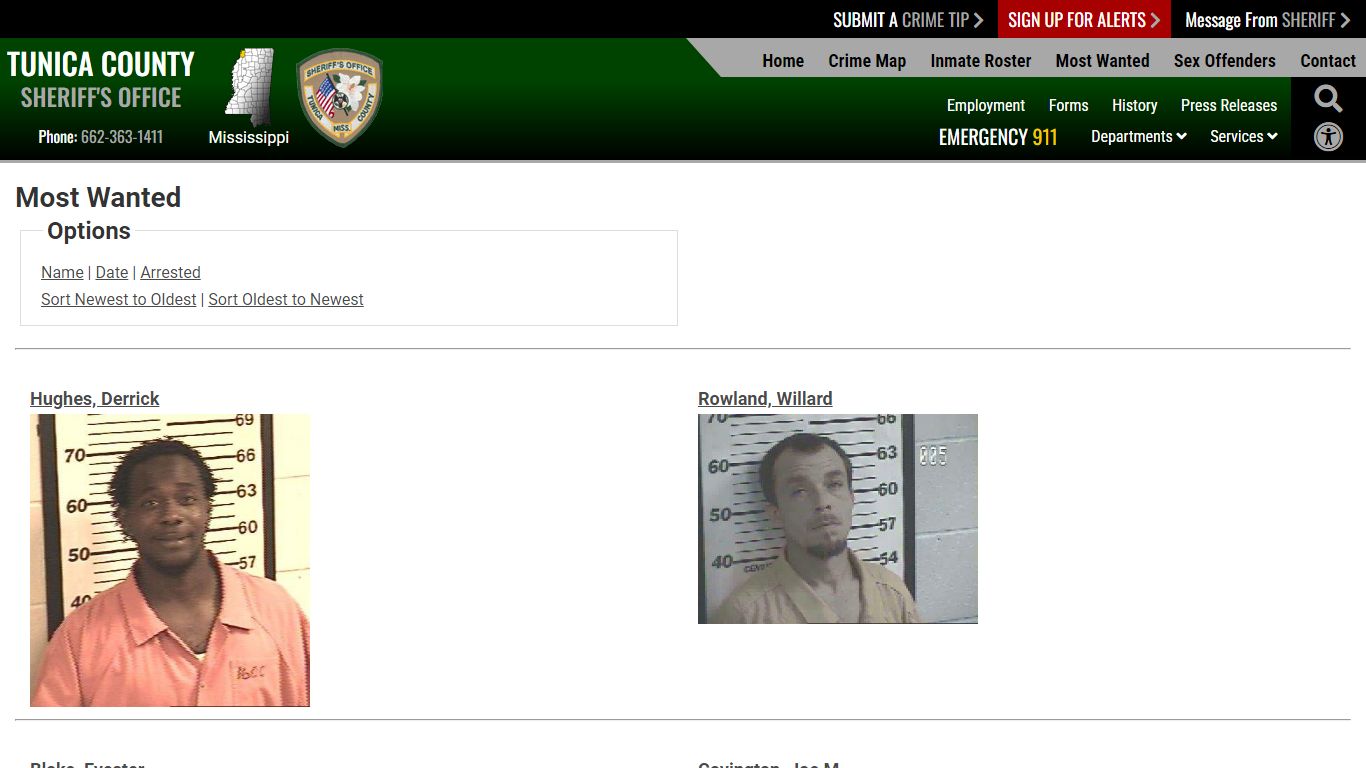 Sorting by Posting Date - Tunica County Sheriff's Office